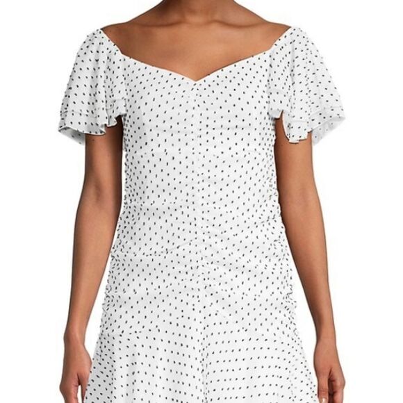 Urban Outfitters 4SI3NNA Polka-dot A-Line ruched dress NWT - Picture 3 of 10
